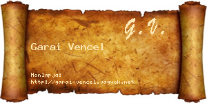 Garai Vencel névjegykártya